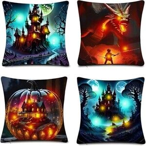 Halloween Pillow Covers 18x18 inch Set of with Lights Halloween Haunted House